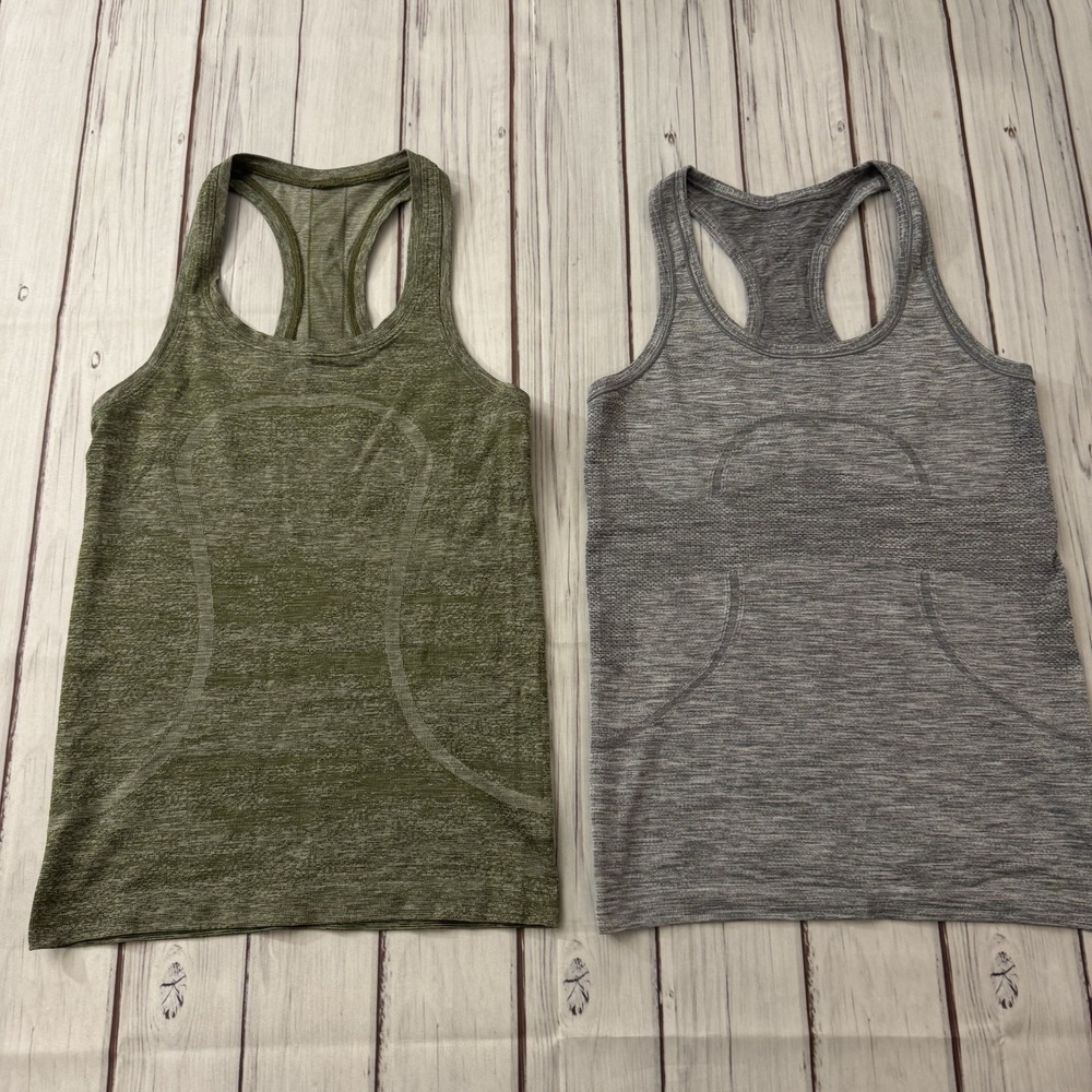 Lululemon Swiftly Tech Racerback Tank Lot 2 Gray Green Run Yoga Womens 4‎